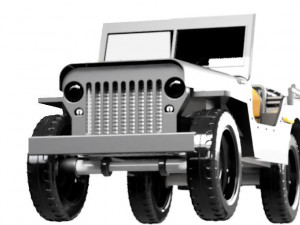 Willys jeep Army car 3D Model
