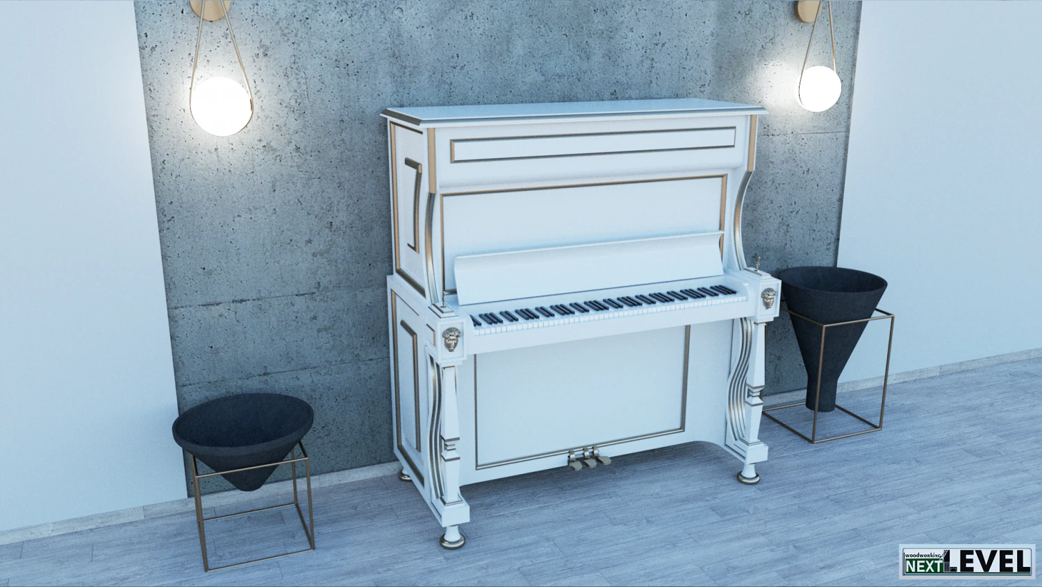 Piano classic 3D Model .c4d .max .obj .3ds .fbx .stl .blend 