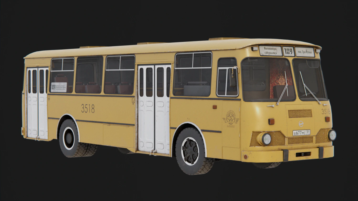 Bus LIAZ 677 3D Model .c4d .max .obj .3ds .fbx .stl .blend