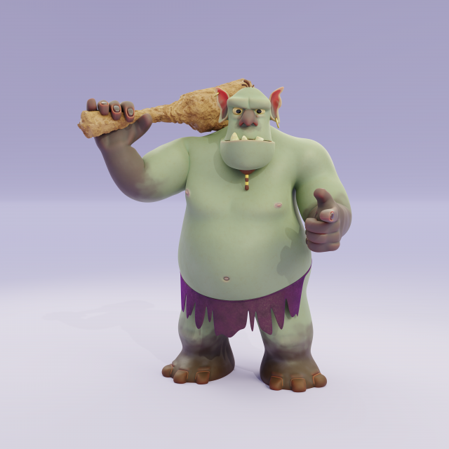 Orc with club 3D Model .c4d .max .obj .3ds .fbx .stl .blend 