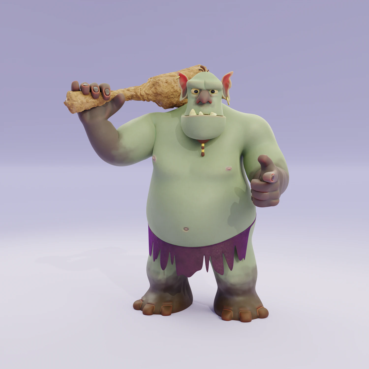Orc with club 3D Model .c4d .max .obj .3ds .fbx .stl .blend 