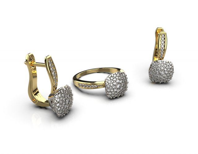 Ring and earrings 01 3D-Druckmodell .c4d .max .obj .3ds .fbx .stl .blend 