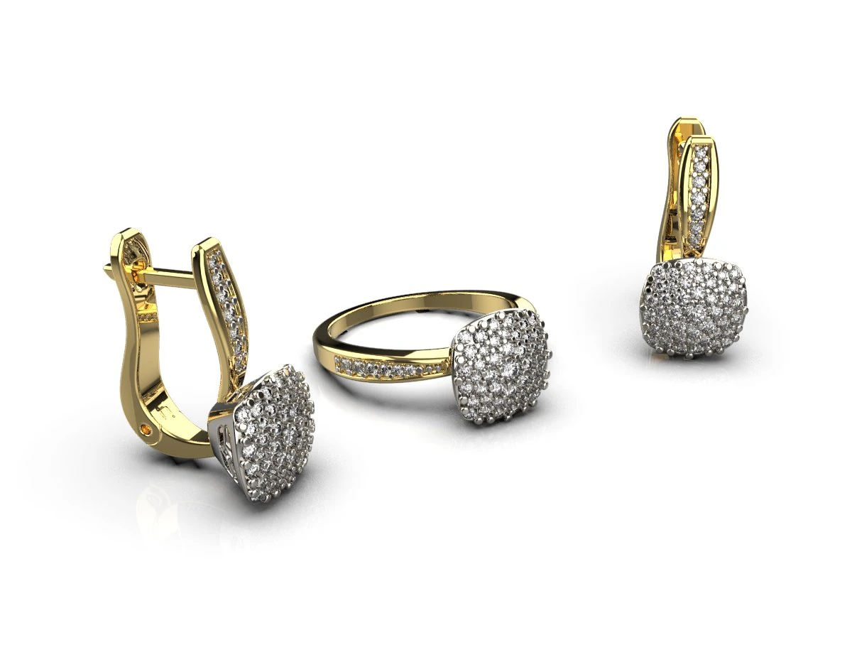 Ring and earrings 01 3D Print Model .c4d .max .obj .3ds .fbx .stl .blend 