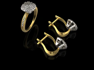 Ring and earrings 01 3D Print Model
