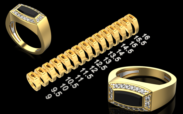 Onyx diamond signet ring 3Dプリントモデル .c4d .max .obj .3ds .fbx .stl .blend 