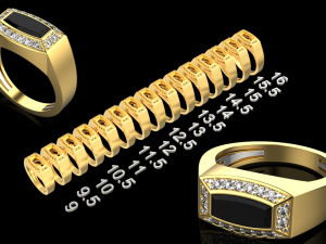 Onyx diamond signet ring Modèles 3D en vedette