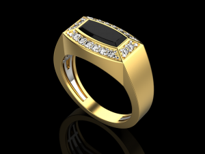 Onyx diamond signet ring 3Dプリントモデル