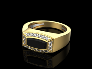Onyx diamond signet ring 3Dプリントモデル