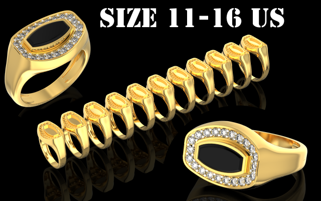 Onyx signet ring 13 3D Print Model .c4d .max .obj .3ds .fbx .stl .blend 