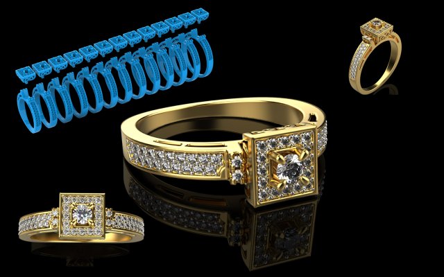 Rings set 1509 3D Print Model .c4d .max .obj .3ds .fbx .stl .blend 