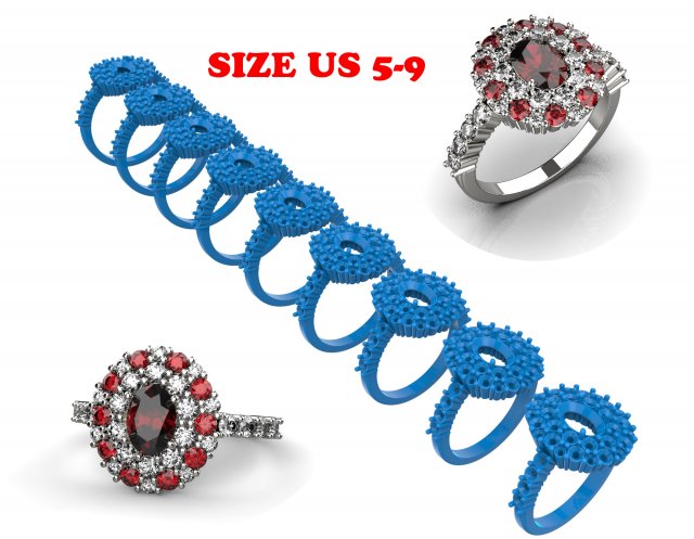 Rings set 10 3D Baskı Modeli .c4d .max .obj .3ds .fbx .stl .blend 
