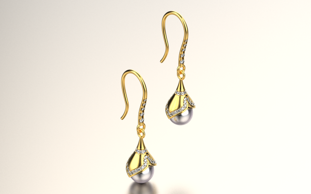 Pearl Earrings 11 Modelo de impresión 3D .c4d .max .obj .3ds .fbx .stl .blend