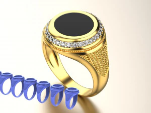 Onyx diamanten zegelring 3D printmodel