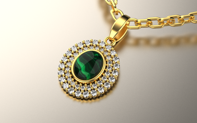 Malachite and diamond pendant 3D print mode Modello di stampa 3D .c4d .max .obj .3ds .fbx .stl .blend
