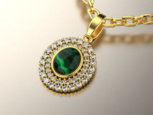 Malachite and diamond pendant 3D print mode 3D-Druckmodell