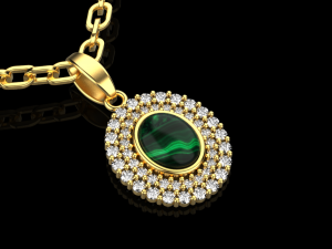 Malachite and diamond pendant 3D print mode Modello di stampa 3D