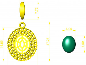 Malachite and diamond pendant 3D print mode Modello di stampa 3D