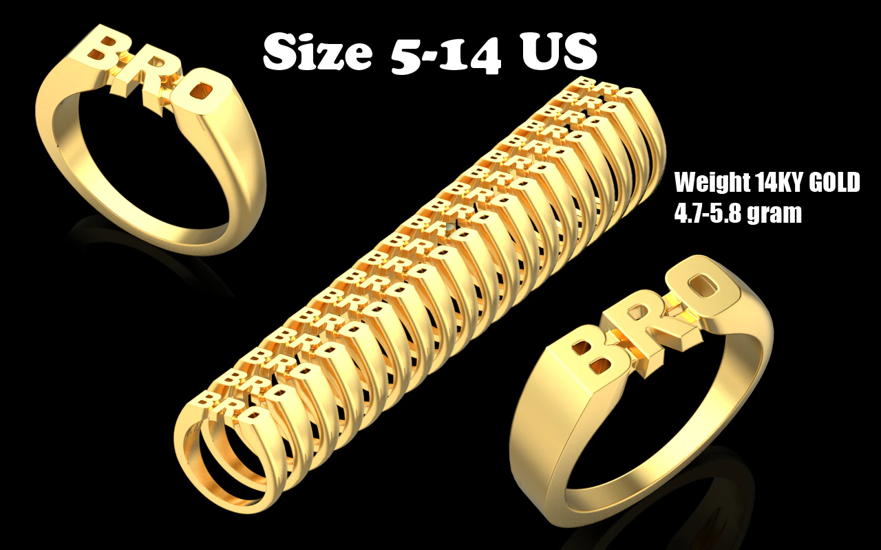 BRO rings collection 3D Print Model .c4d .max .obj .3ds .fbx .stl .blend 