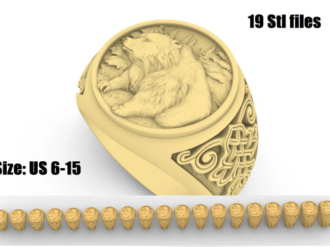 小熊戒指15059 3D 打印模型