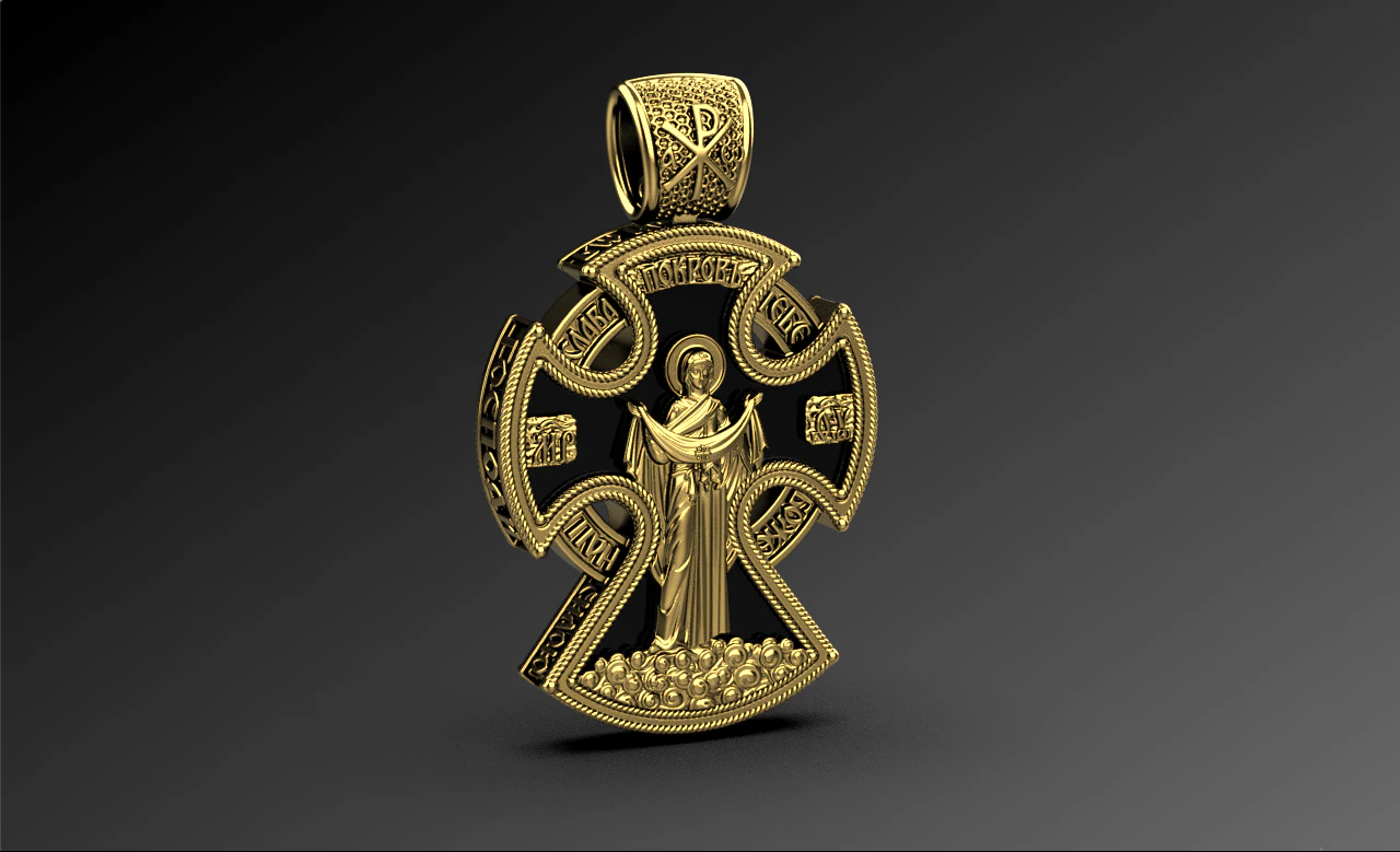 Orthodox cross pendant 3D Print Model .c4d .max .obj .3ds .fbx .stl .blend 