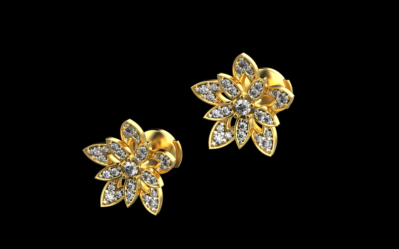 Lotus earrings 3D Print Model .c4d .max .obj .3ds .fbx .stl .blend 