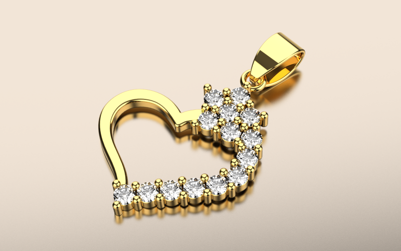 Diamanten hart hanger 3D printmodel .c4d .max .obj .3ds .fbx .stl .blend 