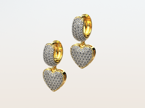 Haardoorbellen met diamanten 3D printmodel