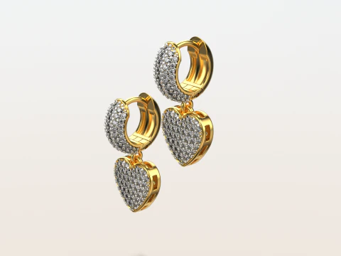 Hearth earrings with diamonds 3D Print Model