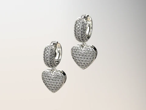 Hearth earrings with diamonds 3D Print Model