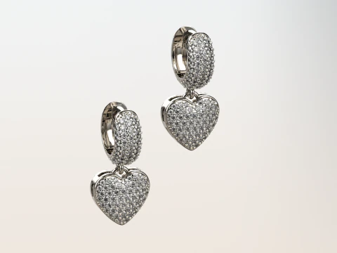 Hearth earrings with diamonds 3D Print Model