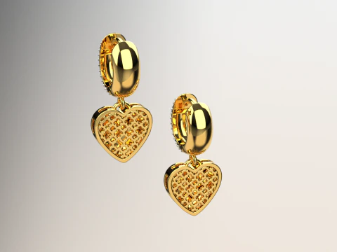 Hearth earrings with diamonds 3D Print Model