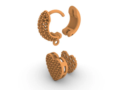 Hearth earrings with diamonds 3D Print Model
