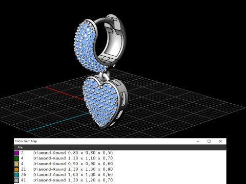 Hearth earrings with diamonds 3D Print Model