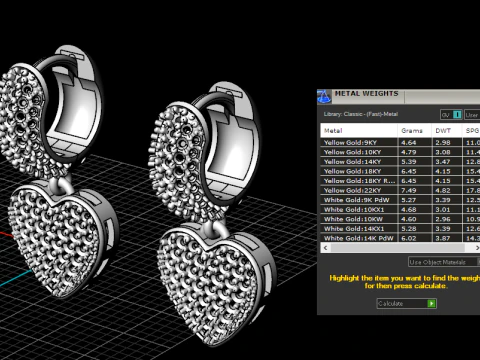 Hearth earrings with diamonds 3D Print Model