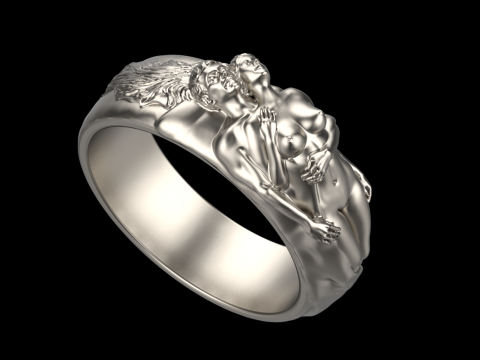 Adam en Eva ringen gezet 3D printmodel