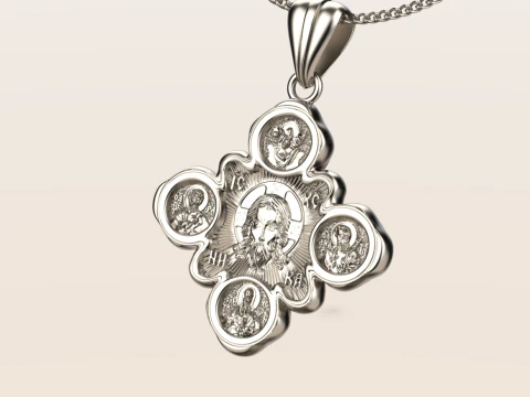 Orthodox cross pendant 02 3D Print Model