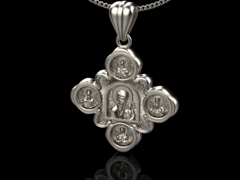 Orthodox cross pendant 02 3D Print Model