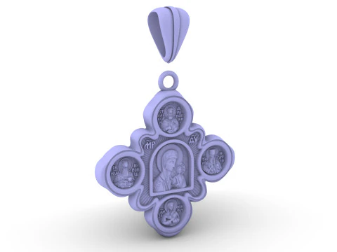 Orthodox cross pendant 02 3D Print Model