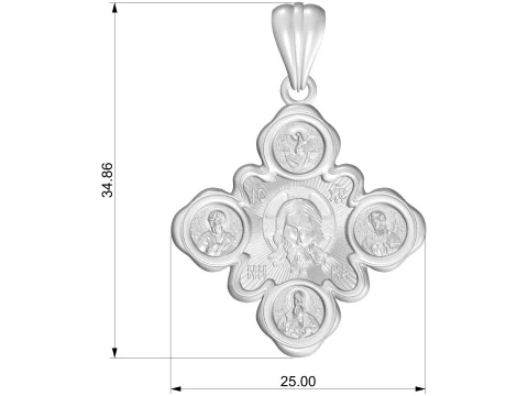 Orthodox cross pendant 02 3D Print Model