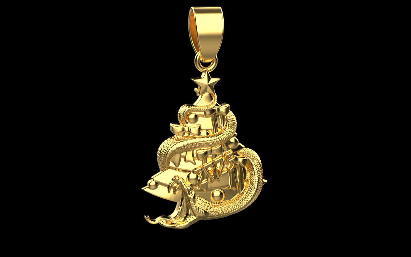 Snake pendant 02 3D Print Model .c4d .max .obj .3ds .fbx .stl .blend