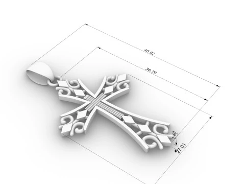 Cross pendant 025 3D Print Model
