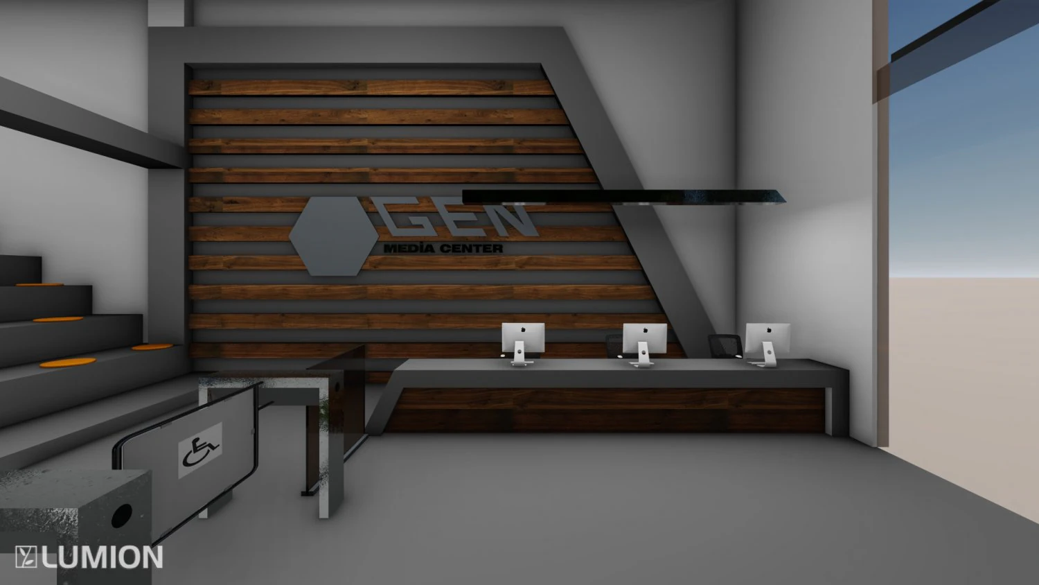 Reception counter and back surface 3D Model .c4d .max .obj .3ds .fbx .stl .blend 