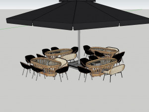 Bamboo Chair And Table Model 3D