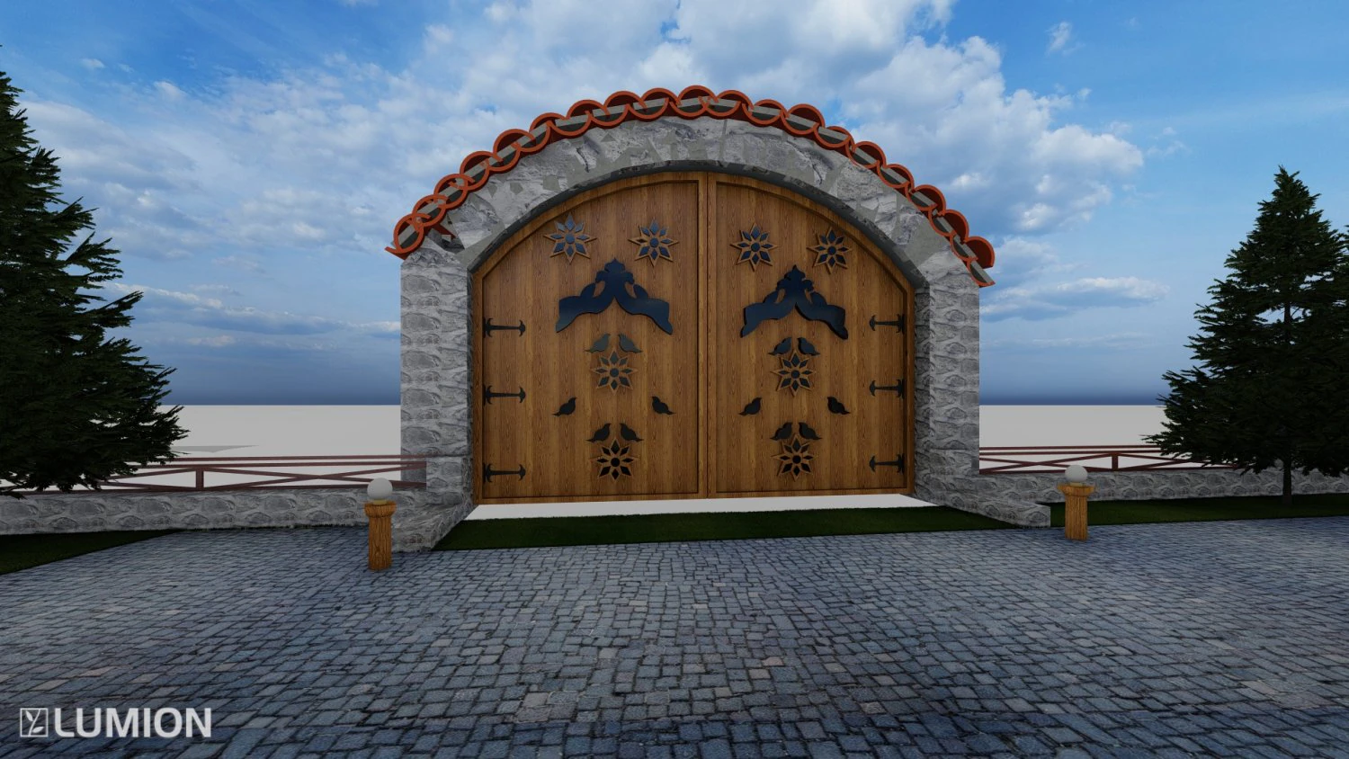 Landspace Gate Door 3D Model .c4d .max .obj .3ds .fbx .stl .blend