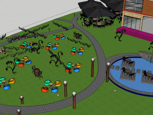 Landspace Restourant Garden 3D Model