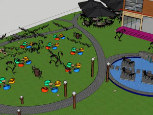 Landspace Restourant Garden 3D Model