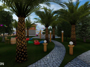 Landspace Restourant Garden 3D Model