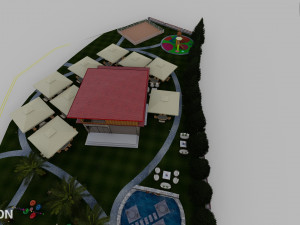 Landspace Restourant Garden 3D Model