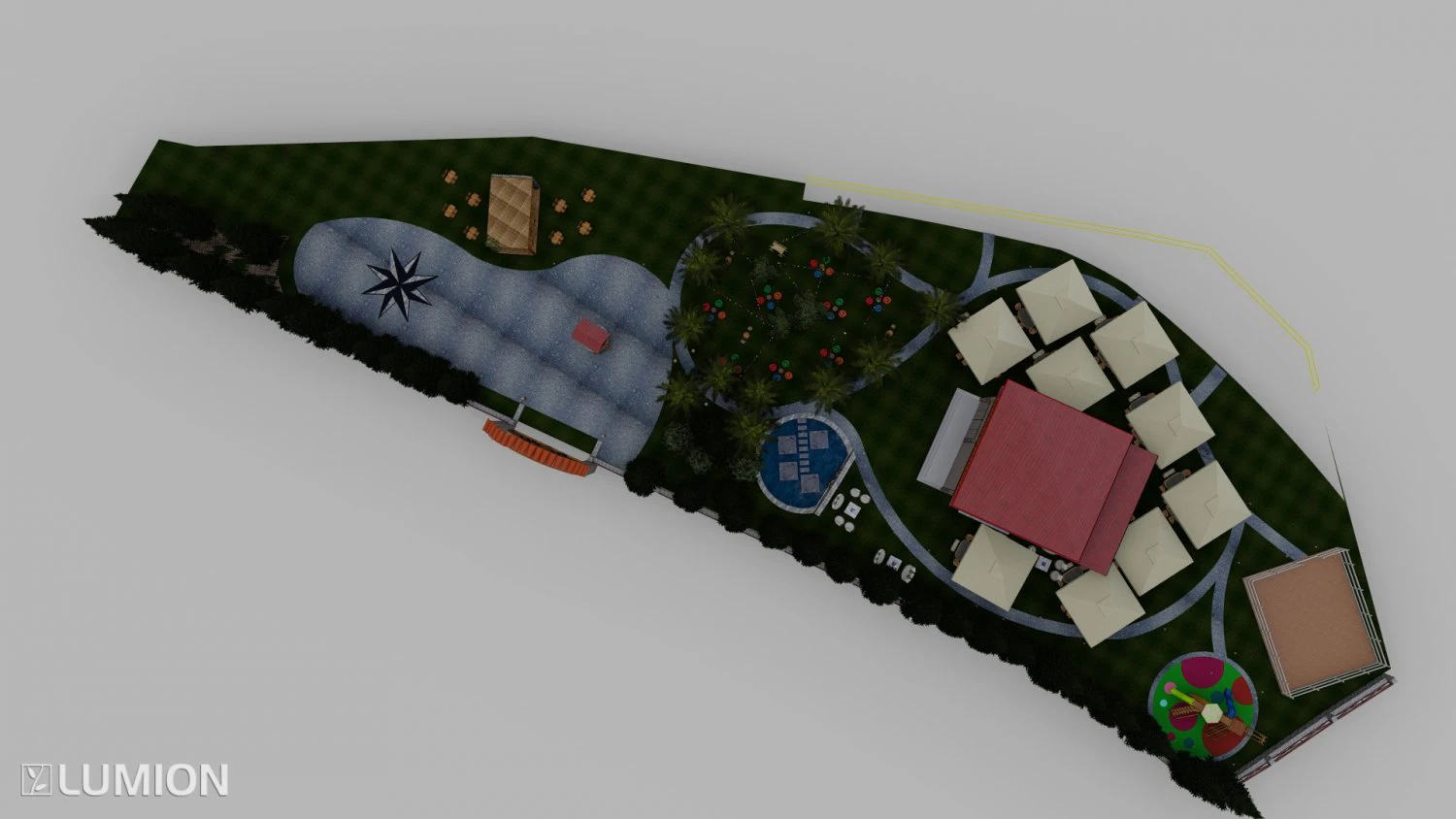 Landspace Restourant Garden 3D Model .c4d .max .obj .3ds .fbx .stl .blend