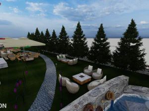 Landspace Restourant Garden 3D Model